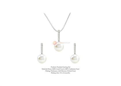 White Gold Plated | Pearl Pendant Sets